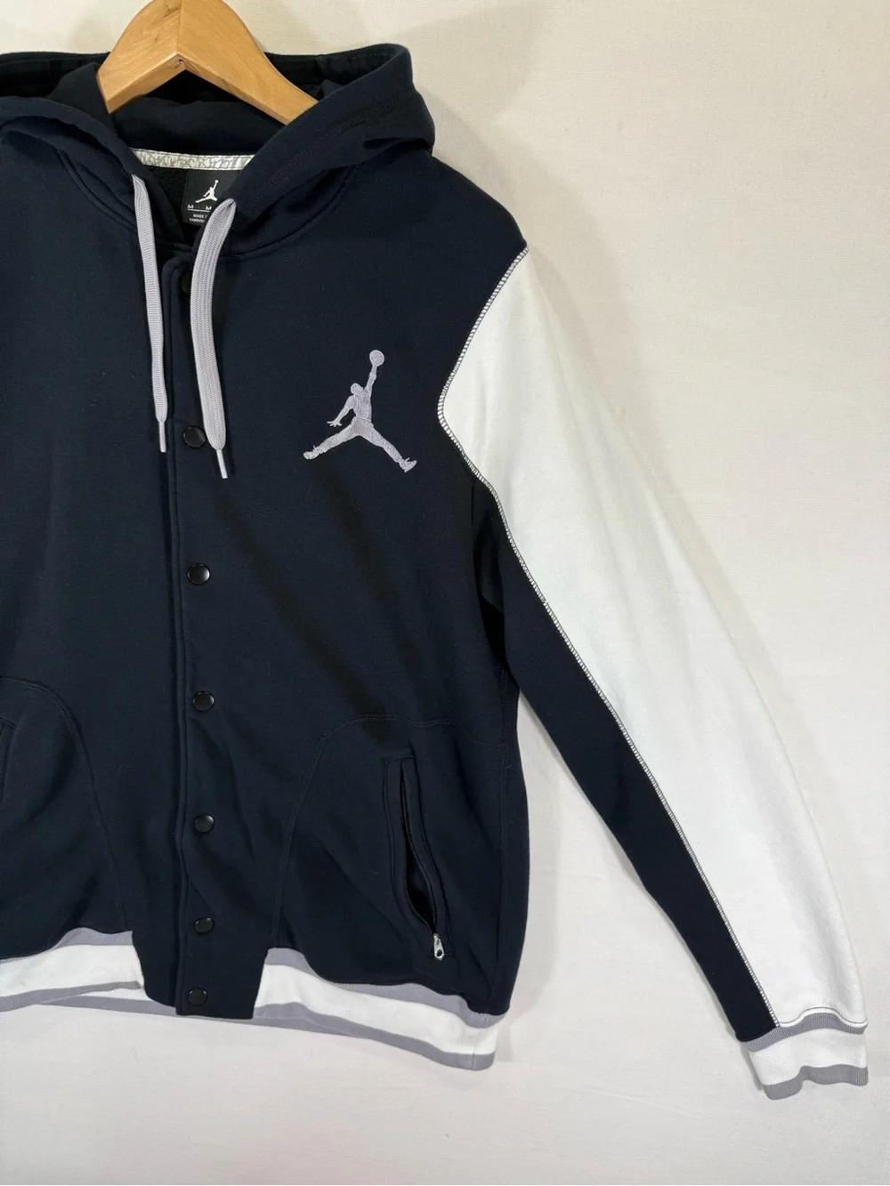Jordan Black and White Hooded Varsity Jacket